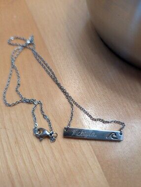 Personalized Silver Bar Necklace - Engraved Name Plate - "McKayla"